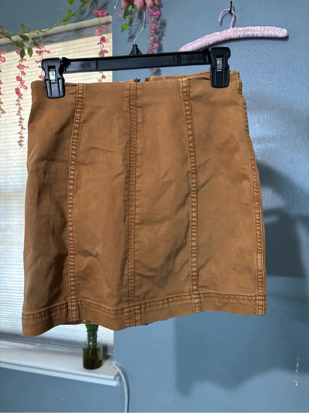Women's Tan Denim-Style Mini Skirt